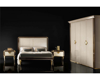 Arredoclassic Diamante Bed Queen Size Letto - Beige/Brown/Gold