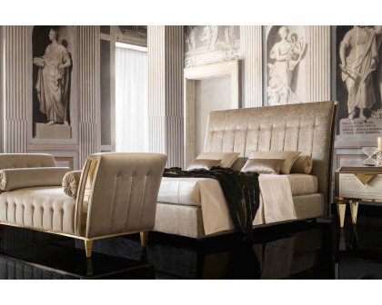 Arredoclassic Diamante Bed Queen Size Letto - Beige/Brown/Gold