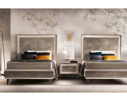 Arredoclassic Arredoambra Bed Twin Size With Upholstered HB - Light Beige/Brown/Gray, Cat. B