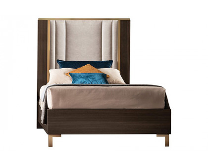 Arredoclassic Essenza Bed Twin Size With Wooden HB - Brown/Gold