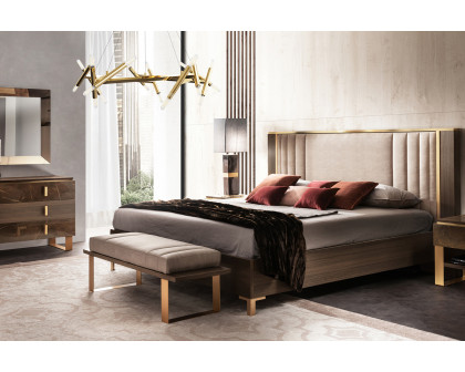 Arredoclassic Essenza Bed Queen Size With Upholstered HB - Brown/Gold, Cat. B