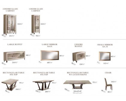 Arredoclassic - Arredoambra Dining Rectangular Table W/2 Ext.