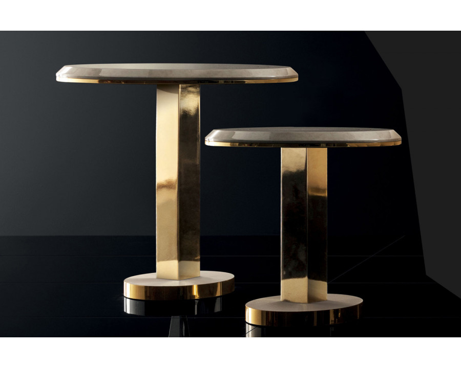 Arredoclassic Diamante End Table - Beige/Brown/Gold, 50 x 50 x 51 cm