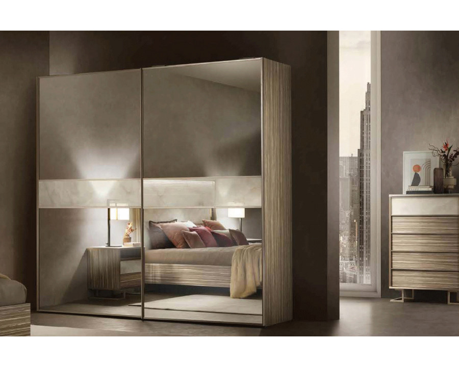 Arredoclassic - Luce Light 2 Sliding Mirror Doors Onyx Wardrobe