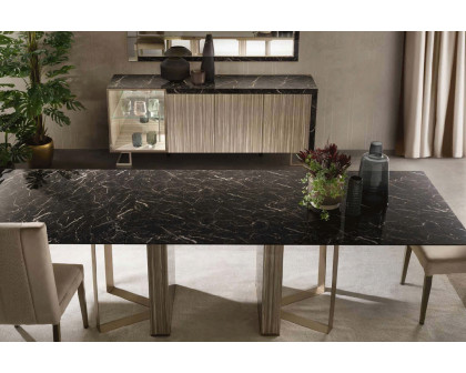 Arredoclassic Luce Dark Rectangular Fix Top Table - Dark Brown/Brown Marble, 200 x 115 cm