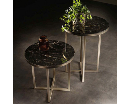 Arredoclassic Luce Dark Lamp/End Table 65 cm - Brown Marble