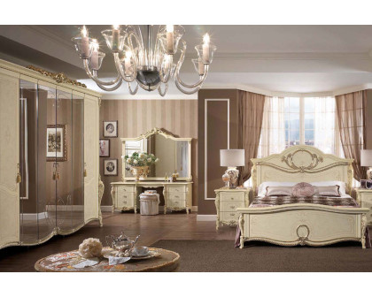 Arredoclassic Tiziano Bed Euro Queen Size - Cream/Gold