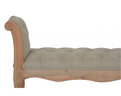 Artisan - Carved French Style Bench in Mud, Linen