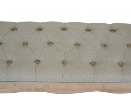 Artisan - Carved French Style Bench in Mud, Linen