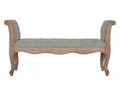 Artisan - Carved French Style Bench in Mud, Linen