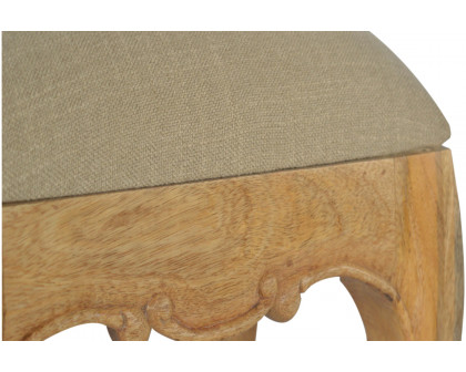 Artisan - French Style Stool with Seat Pad in Mud, Linen