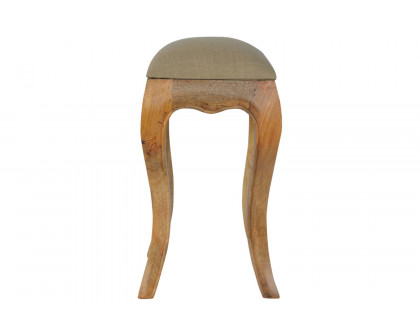 Artisan - French Style Stool with Seat Pad in Mud, Linen