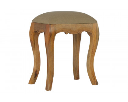 Artisan - French Style Stool with Seat Pad in Mud, Linen