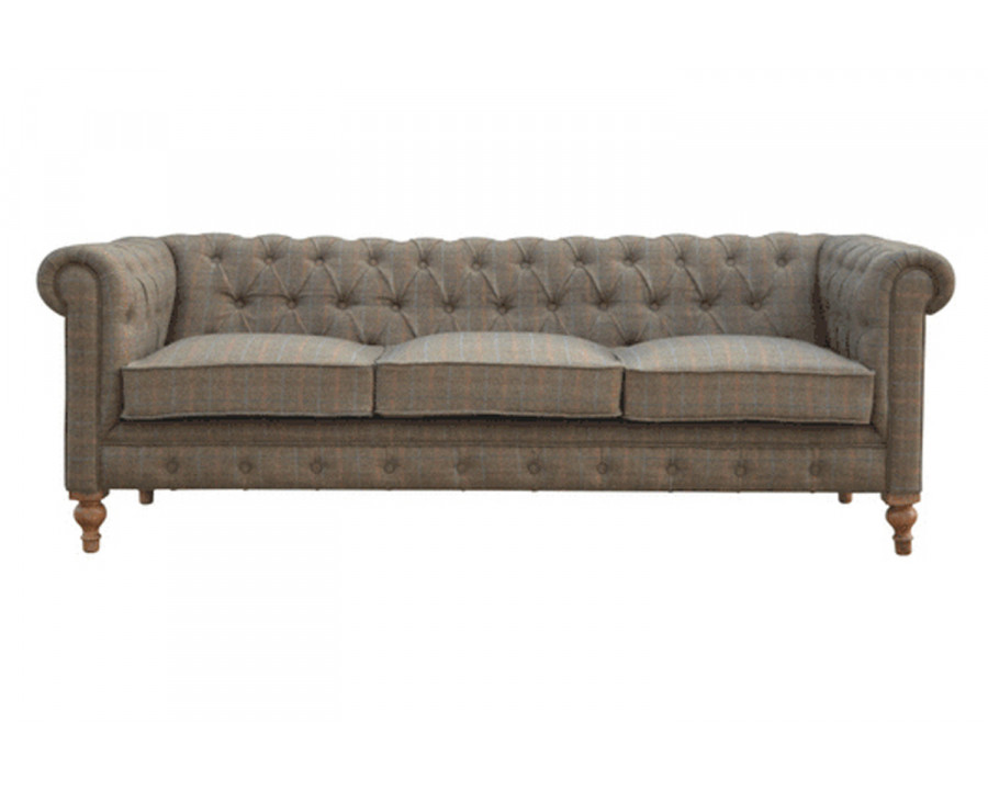 Artisan Chesterfield Sofa with 3 Seater - Gray, Multi Tweed