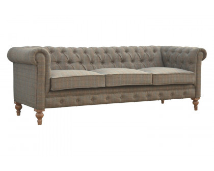 Artisan Chesterfield Sofa with 3 Seater - Gray, Multi Tweed