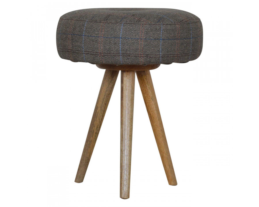 Artisan - Tripod Stool with Tweed Seat Pad in Oak-Ish