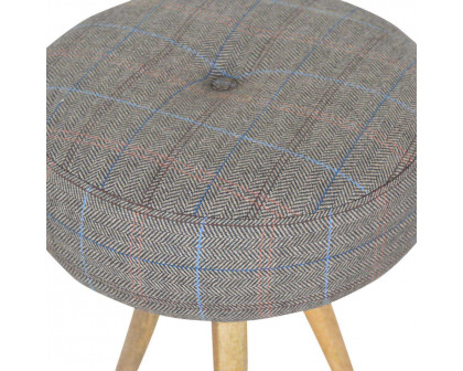 Artisan - Tripod Stool with Tweed Seat Pad in Oak-Ish