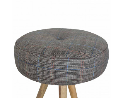 Artisan - Tripod Stool with Tweed Seat Pad in Oak-Ish