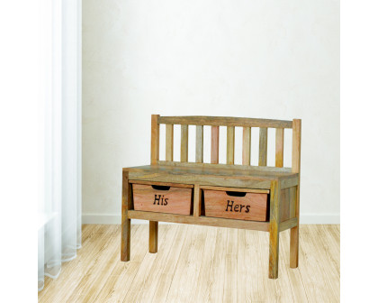 Artisan - His & Hers Carved Storage Bench