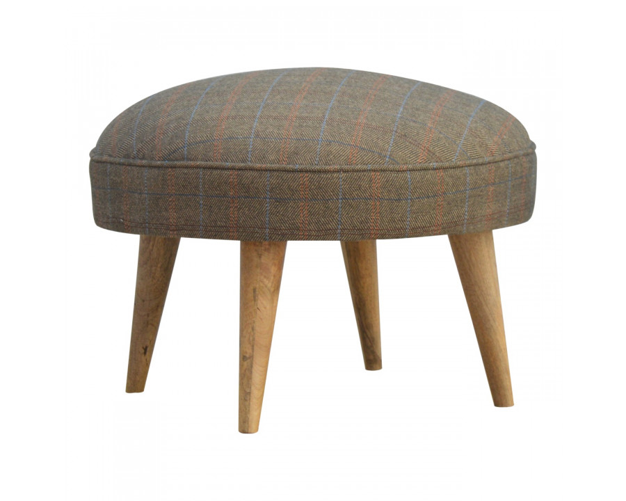 Artisan - Multi Nordic Style Footstool in Oak-Ish, Tweed