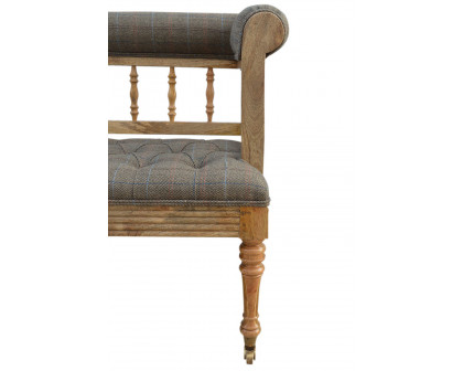 Artisan Deep Button Hallway Bench - Multi Tweed