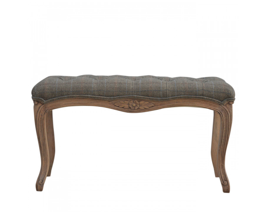 Artisan - Multi Carved Bedroom Bench in Sun Bleached, Tweed