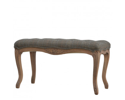 Artisan - Multi Carved Bedroom Bench in Sun Bleached, Tweed