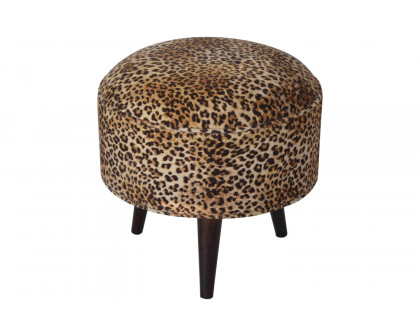 Artisan Nordic Style Footstool - Leopard, Velvet