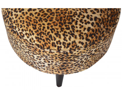 Artisan Nordic Style Footstool - Leopard, Velvet