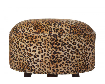 Artisan Nordic Style Footstool - Leopard, Velvet