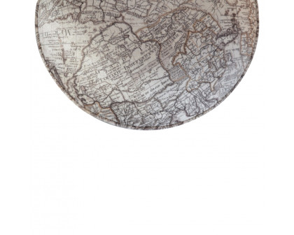 Artisan Round Footstool with Map Printed