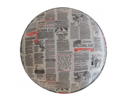 Artisan Round Footstool with News Print