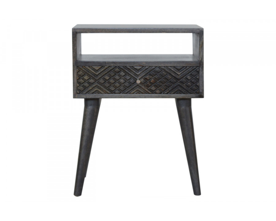 Artisan - Carved Drawer Bedside in Ash Black