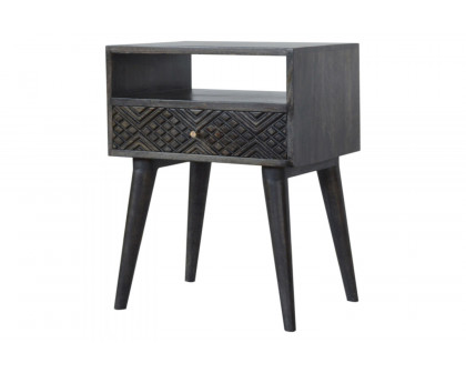 Artisan - Carved Drawer Bedside in Ash Black