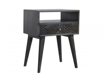 Artisan - Carved Drawer Bedside in Ash Black