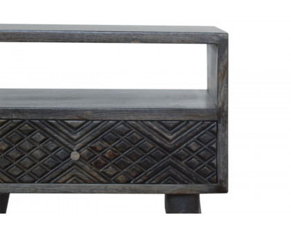 Artisan - Carved Drawer Bedside in Ash Black