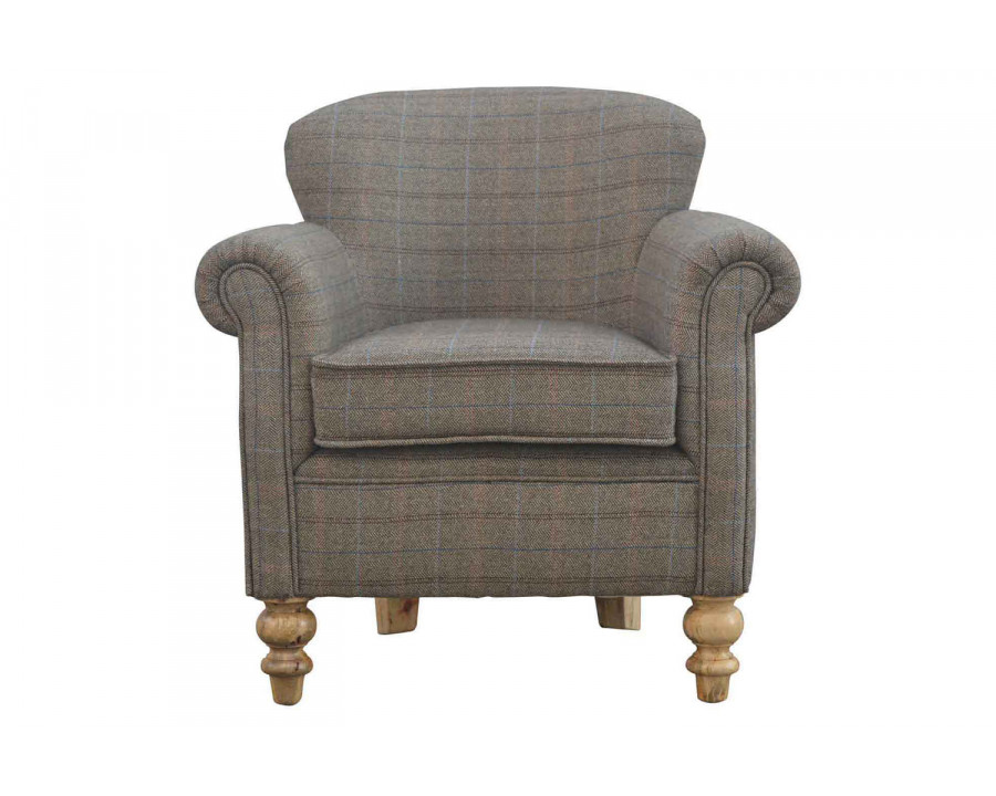 Artisan - Multi Tweed Armchair with Turned Feet