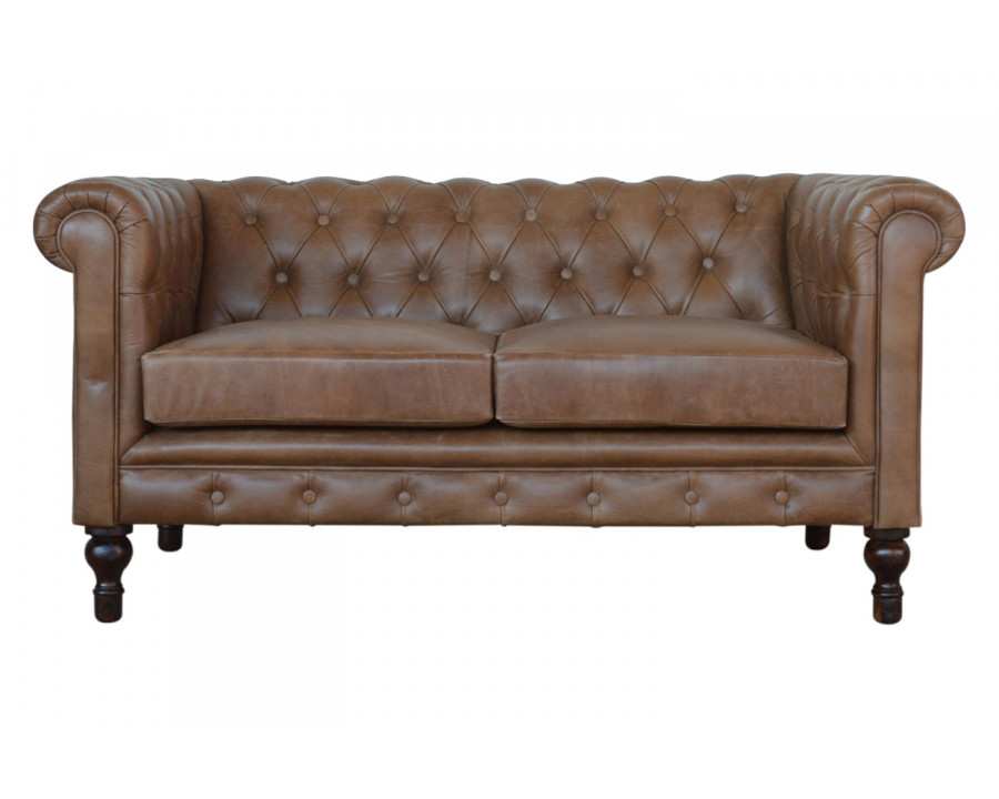 Artisan Chesterfield Sofa with 2 Seater - Brown, Leather