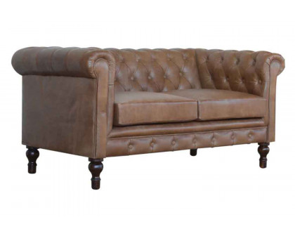 Artisan Chesterfield Sofa with 2 Seater - Brown, Leather