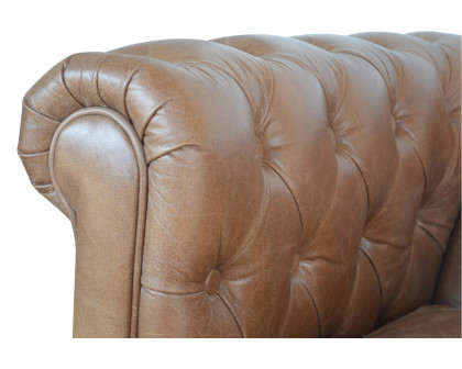 Artisan Chesterfield Sofa with 2 Seater - Brown, Leather