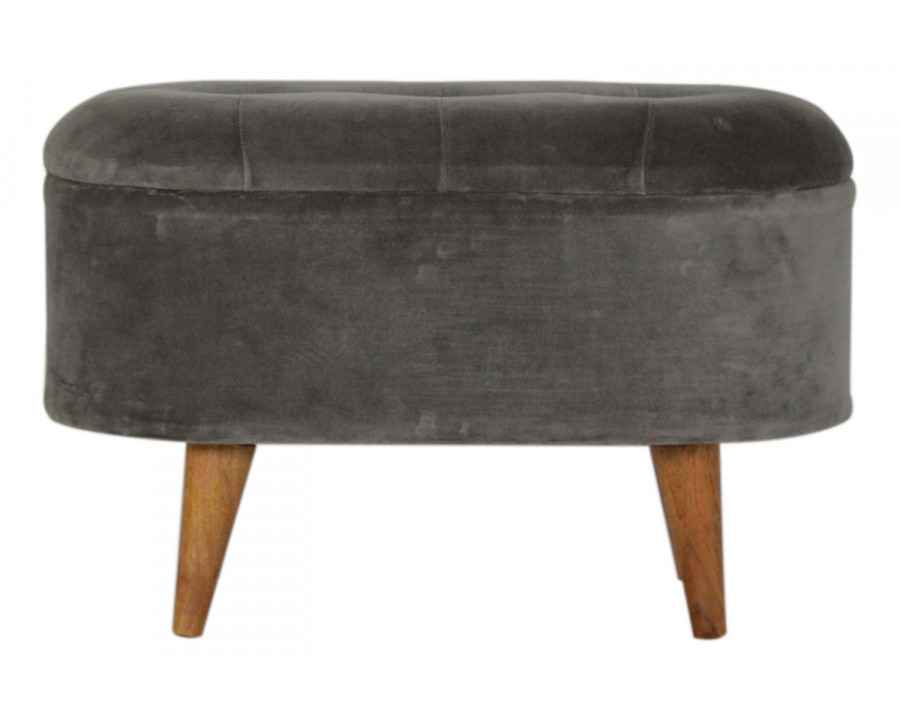 Artisan - Velvet Storage Footstool in Oblong Gray