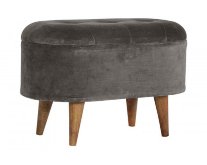 Artisan - Velvet Storage Footstool in Oblong Gray