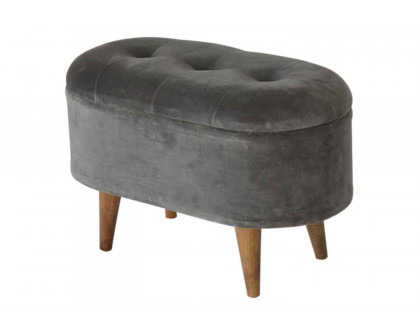 Artisan - Velvet Storage Footstool in Oblong Gray