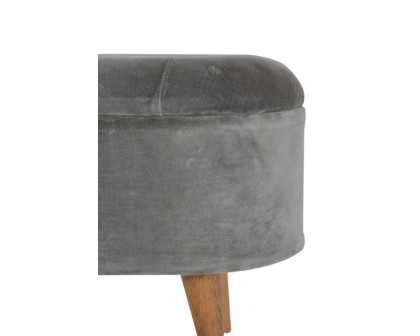 Artisan - Velvet Storage Footstool in Oblong Gray