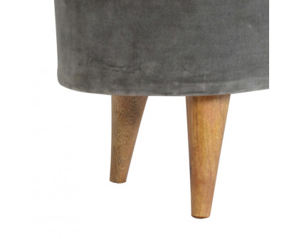 Artisan - Velvet Storage Footstool in Oblong Gray