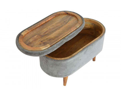 Artisan - Velvet Storage Footstool in Oblong Gray