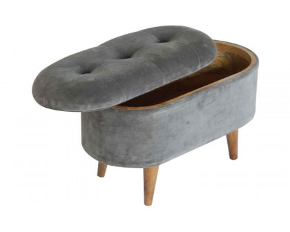 Artisan - Velvet Storage Footstool in Oblong Gray