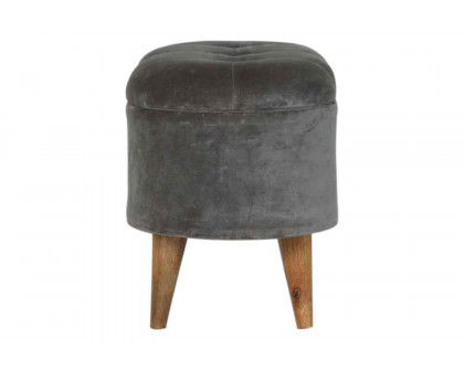 Artisan - Velvet Storage Footstool in Oblong Gray