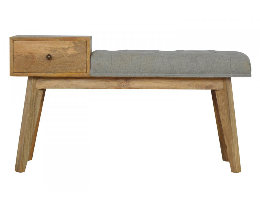 Artisan - Gray Tweed Bench with 1 Drawer