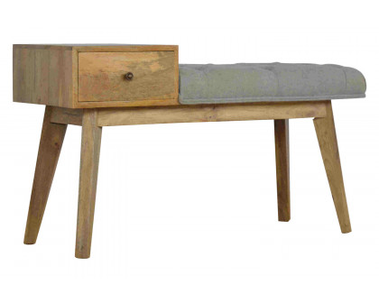 Artisan - Gray Tweed Bench with 1 Drawer